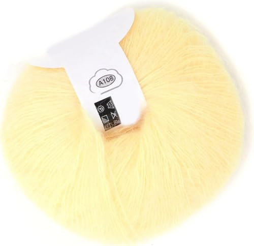 Mjukt Mohair Kashmir Stickgarn, Långt Ullgarn, Angora för Halsdukar, Tröjor, Sjalar, Gåsgul