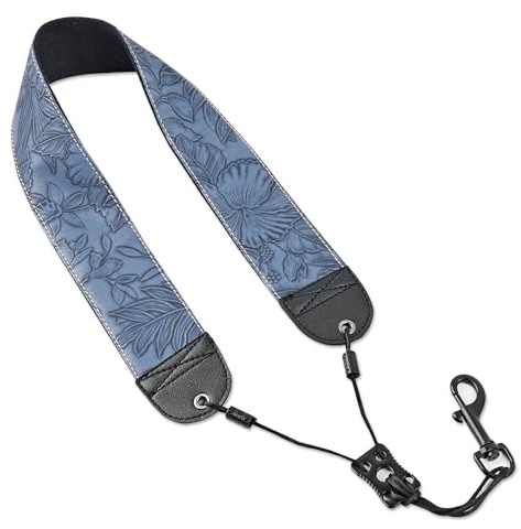Czzmy Saxophone Neck Strap,Alto Tenor Bari Soprano Sax Neck Harness,Musical Instruments Accessories Parts(1-Carved Blue)