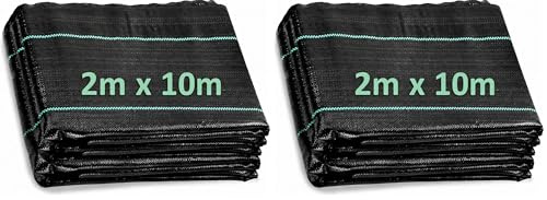 ANSIO Bâche Anti-Mauvaises Herbes Robuste 2 m x 10 m – Tissu Anti-Mauvaises Herbes stabilisé aux UV – Tissu Respirant pour terrasse, parterres de Fleurs, allées et aménagement paysager (Lot de 2)