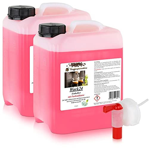 2x Wark24 Flüssig Entkalker 5 Liter & Dosierhahn 51mm für Kaffeevollautomaten, Kaffeemaschinen, Wasserkocher - Kalklöser geeignet für Bosch, Siemens, Jura, Krups, Philips, Saeco, WMF, Delonghi