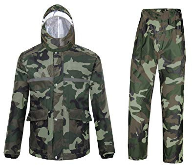 Ynport Crefreak, impermeabile unisex per attività all'aperto, mimetica con cappuccio, giacca antipioggia a poncho