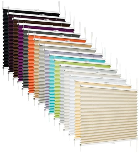 etusimo Plissee nach Maß ohne Bohren Klemmfix Faltrollo | Breite 20-50 cm x Höhe 30-100 cm, Farbe Hellgrau | Sonnenschutz Sichtschutz für Fenster und Tür