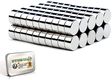 UTOMAG 100 Stück Multi-Use Neodym Magnete - 6mm x 3 mm - Starke Permanent Rounde Kleine Magnets für Kühlschrank, Magnettafel Whiteboard, Magnettafel Bänder, Pinnwand, Fotos, Karte, Miniaturen