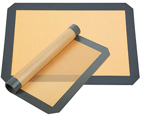 Haquno Silicone Set of 2 Non-Slip Washable Reusable Baking Tray, Heat-Resistant Cooking Bakeware Mat, BPA Free (Gray), Silica Gel, Grey