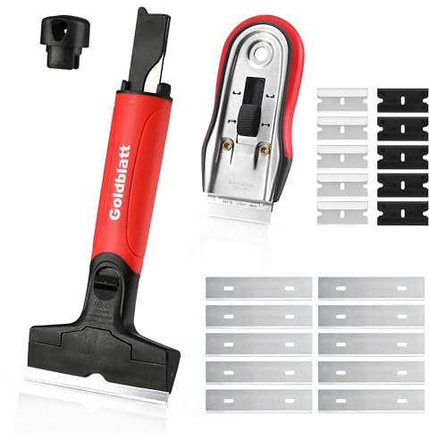 Goldblatt 2 Pièces Grattoir Plaque Vitrocéramique, Grattoir Vitre avec 20 Lames, Ensemble d'outils de Grattoir pour Nettoyer Tables de Cuisson/Fenêtres/Autocollants/Calfeutrage/Colle à Peinture