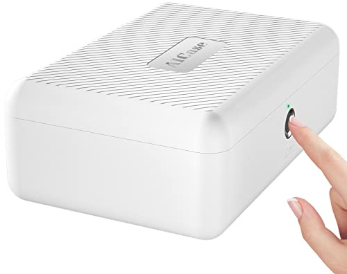AICase Tresor mit biometrischer Fingerabdruckerkennung für unterwegs und zu Hause, Tragbare Sicherheitsbox mit Fingerprint und Morse-Code; Geldkassette, Wertschutztresore, Safe Deposit Box; Weiß
