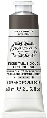 Charbonnel Kupferdruckfarben, hochpigmentierte Tiefdruckfarbe, ausgezeichnete Lichtechtheit, Vegan, lebendige Farben, alterungsbeständig, 60ml Tube - Sepia Natur