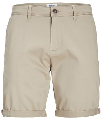 JACK & JONES Shorts Homme Taille Moyenne Bermuda Chino Pantalon Midi Coupe Droite, Couleurs:Beige, Taille:M