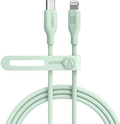Anker Câble iPhone USB C vers Lightning, 541 Câble Certifié MFi 1.8 m, Câble de Charge Rapide Biosourcé pour iPhone 13 13 Pro 12 11 X XS XR 8 Plus (chargeur non inclus), Vert Naturel