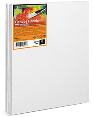 ESENG® Malkarton Groß, 10 Stück, 50x70 cm, 100% Baumwolle, 4mm dick, 280g/m², Canvas Panel Set, Malkarton für Acrylfarben, Ölfarben