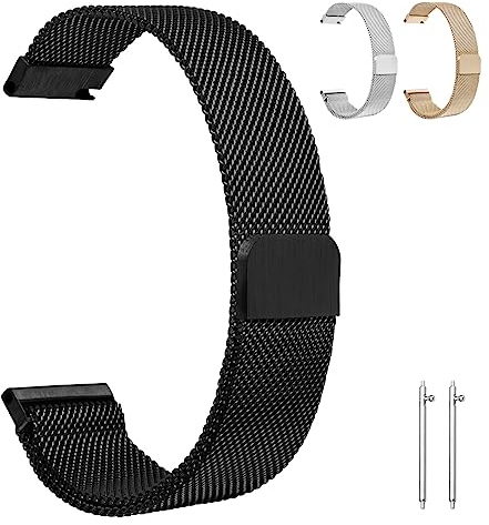 OFFCUP Edelstahl Uhrenarmband 22MM, Magnetverschluss Smartwatch, Uhren Armband Ersatz Metall mit Magnetverschluss, Smartwatch mit Schnellverschluss, für Damen Herren(Schwarz)