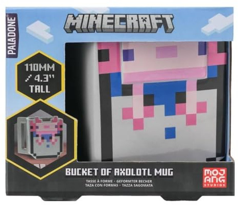 Axolotl Eimer-Tasse - Offiziell lizenziert, Minecraft Keramikbecher, Geschenk für Gamer, Sammlerbecher 400 ml