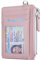Teskyer Porta Carte Donna, Porta Carte di Credito, Porta Tessere Donna, Slim, Minimalista, Blocco RFID, 1 Finestra Identificativa, con Cerniera, può Contenere Fino a 8 Carte, Rosa