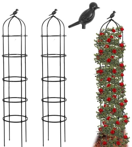 205cm Rankhilfe Rankobelisk Metall,2 Stücke Witterungsbeständige Garten Rankhilfe für Rosen und Blumen,Garten Obelisk,Freistehende Rankhilfe für Kletterpflanzen,Ranksäule(32cm Durchmesser,205cm Höhe)