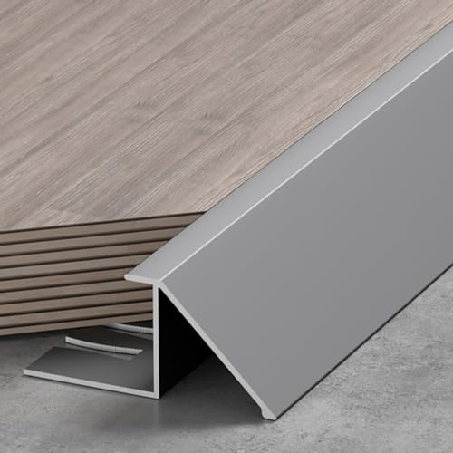 TREGOO Transition Strip Wood Flooring Transition Ramp Reducer, Indoor Metal Threshold Cover for Uneven Floors/Tiles/Carpet, Laminate Underlay Edge Trimming Bar (Color : Light Gray, Size : 16mm-18mm)