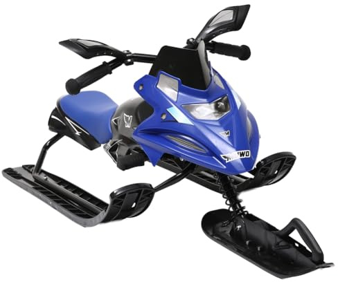 MUWO Snowglider Lenkschlitten mit Zugseilautomatik und Handbremse für Kinder und Jugendliche, Ski-Bob zum Pistenfahren, Rennrodeln (blau)