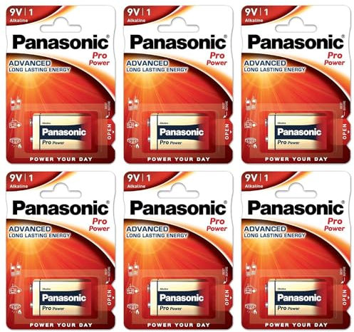 PANASONIC - Lote de 6 ampollas de 1 pila alcalina Pro Power Gold 6LR61 9V