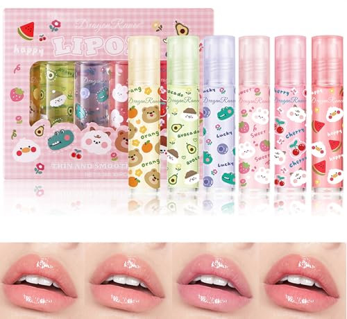 6pcs Roll-On Lip Gloss Set, Gloss à Lèvres Aromatisé Aux Fruits, Maquillage Brillant Pour Les Enfants Et Les Adolescents, Non Toxique, Adapté Aux Enfants
