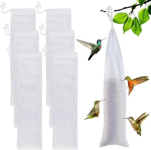 6PCS Alimentatore di Calzini per Fringuelli, Mangiatoia per Uccelli, Mangiatoia per Uccelli Selvatici, con Imbuto, per Giardini, Cortili, Alimentazione di Fringuelli Selvatici (Bianco 40 X 10 CM)