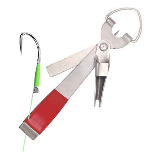 Cortapelos de cuerda de pesca, accesorios de equipo de pesca de acero inoxidable, alicates antideslizantes y removedores de ganchos, equipo de atado de moscas 4 en 1, productos de caza