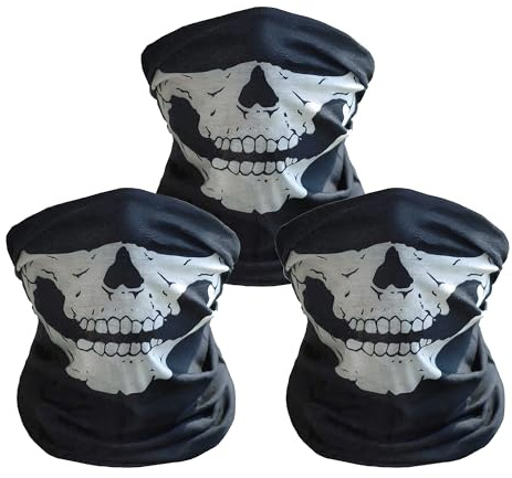 3 Pasamontañas Calavera Balaclava Transpirable Negro Talla Única Adulto