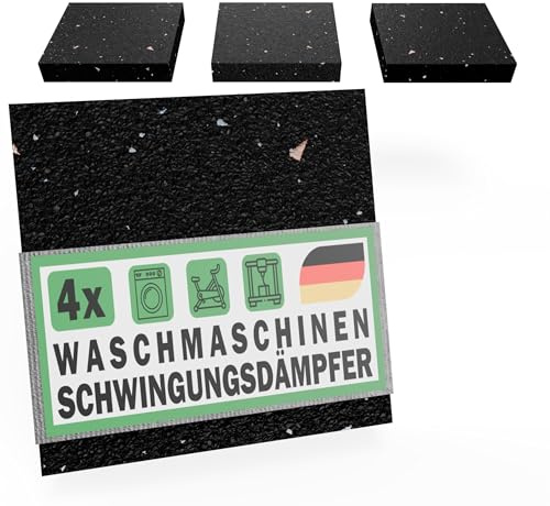 FUX 4 Anti Vibration Mat for Washing Machine & Tumble Dryer 90x90x3 mm | Rubber, Made in Germany, Black