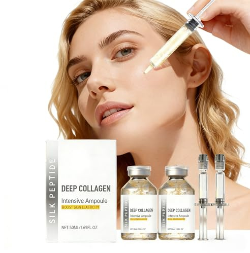 Deep Collagen,2pc Microneedling Serum,Suero Ampolla Hidratante de Colágeno Profundo con Péptidos Seda,Microneedling Facial Serums Antiarrugas,Serum Facial Mujer