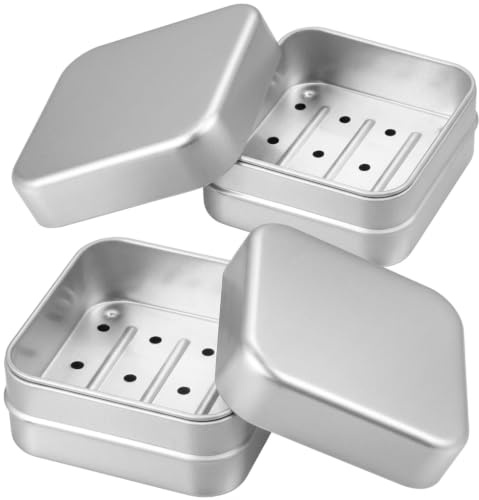 Lot de 2 Boite Savon en Aluminium avec Égouttoir Amovible, Boite de Voyage Portable pour Pain Solide, Porte Accessoire Camping, Randonnée, Salle de Bain