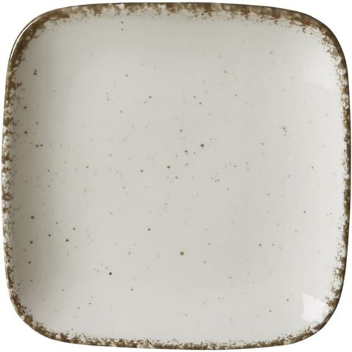 Ritzenhoff & Breker Beilagenteller Casa, 14 x 14 cm, Eckiger Brotteller im Vintage-Look, Mix & Match-Geschirr, Spülmaschinenfest & Mikrowellengeeignet, Porzellan, Creme