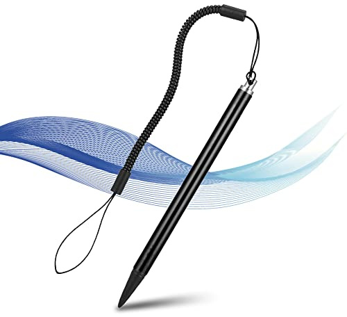 Wendry Digital inmatningspenna, universell Capacitive Touch Stylus-penna, med fjäderrep, lämplig för resistiva mobiltelefoner, resistiva surfplattor, MP4, MP5, skrivkort (svart)
