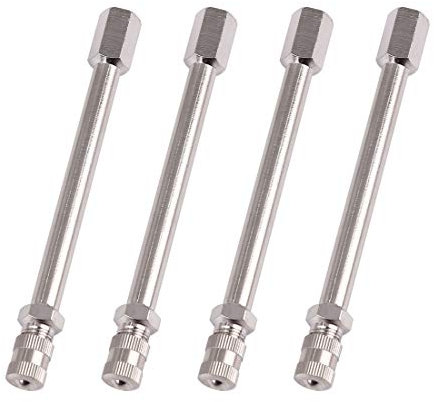X AUTOHAUX 4 Straight Metal Tyre Valve Stem Extension Rod Wheel Adapter Extender Stem Caps Rod for Car Truck Motorcycle Silver Tone