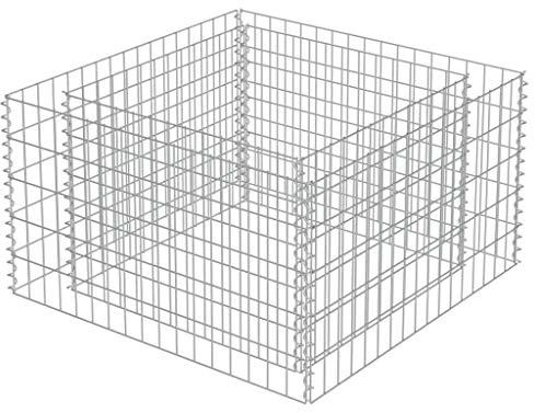yorten Gabionen-Pflanzkorb Hochbeet Gabionenkörbe Gabione Pflanzkübel Verzinkter Stahl 90 x 90 x 50 cm (L x B x H) Silbern