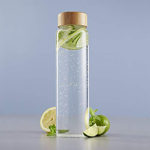 Day Useful everyday Jarra 1 litro Ø8x30cm, jarra de vidrio con tapa de bambú, jarra de agua