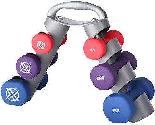 RIP X 3 Tier Neoprene Dumbbell Weight & Tree Set 12kg - 1kg, 2kg and 3kg Pairs