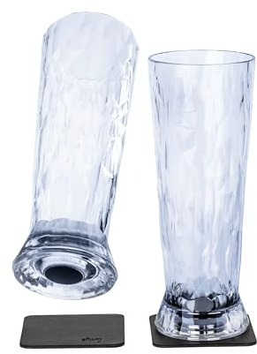 silwy® HIGH-TECH-Kunststoff-Magnet-Gläser inkl. Metall-Nano-Gel-Pads – rutschfeste Campinggläser, Boot- und Yachtzubehör (Bier // 0,5 l // 2er Set) COG: 14 / Price: 49,95