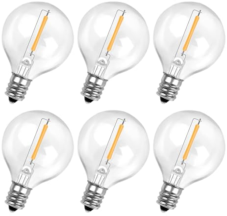 ROMANJOY 6pcs LED Glühbirnen Außen G40 E12 Leuchtmittel 1W（ersatz 10W） 2200K warmweiß 100LM AC220-240V Led Birnen Klares Glas Klein Glühbirne für Schlafzimmer Terrasse Lichterkette Garten