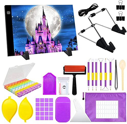 JOYBOY A4 Diamond Painting LED Licht,Einstellbare Helligkeit Diamant Painting Lichtplatten,mit USB Kabel Abnehmbaren Ständer,Ideal für 5D DIY Diamond Painting,Skizzieren,Designen