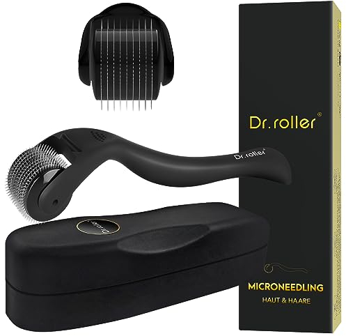 Dr.roller Derma Roller 1mm, Derma Roller Haare Kopfhaut, Bartroller Bartwuchs, Bart Roller Derma Roller, Microneedling Roller mit 540 Titan-Nadeln für Beard Hair Growth