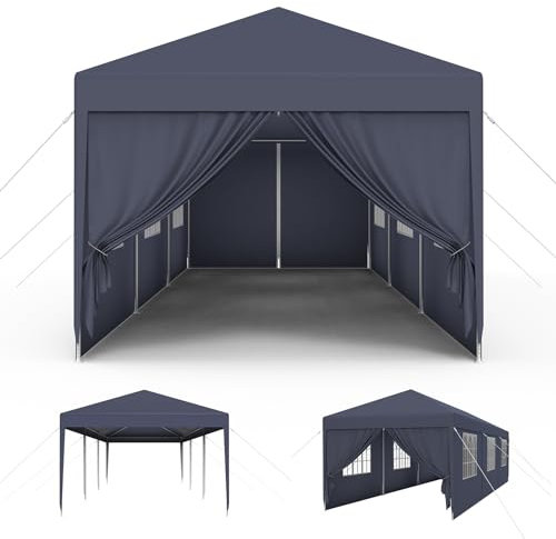 MAYTIIMO Paviljong 3 x 9 m vattentät stabil vintersäker popup campingtält med sidodelar och fönster trädgårdspaviljong UV-skydd trädgårdstält öltält festtält för utomhus trädgård fest, antracit
