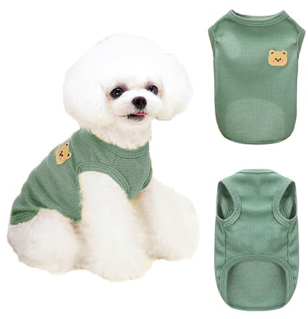 FFWTPY Hundekleidung Atmungsaktives Shirt Niedlicher Bär Muster Weiche Weste T-Shirt Frühling Sommer Hundekleidung Haustier Kleidung Haustierliebhaber Essentials