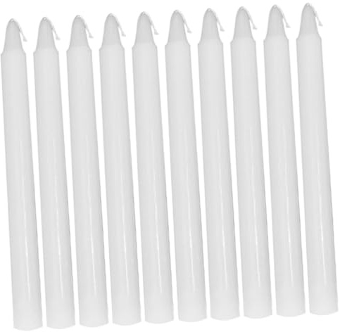 HAWILLOSCH 10pièces Bougies Coniques Blanches Non Parfumées Paraffine Lot De Petites Bougies Vrac Pour Mariage Maison Fête