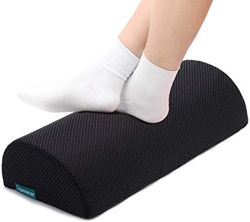 Topmener Footrest Ergonomic Foot Rest Under Desk Office Foot Stool Cushion with Massage Dots, Washable Cover &Portable Handle, for Home Working&Office&Travel, Relieve Leg Knee and Back -Shrink-wrapped