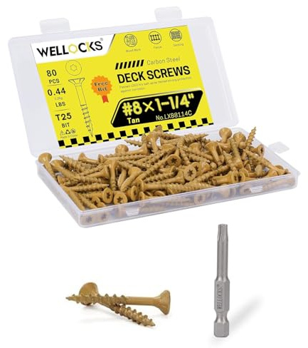WELLOCKS #8 x 1-1/4 in Tan Deck Screws, 0.44 lbs Trial Size