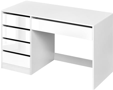 eSituro Schminktisch Ohne Spiegel, Schreibtisch, 5 Schubladen, 120x55, Weiß