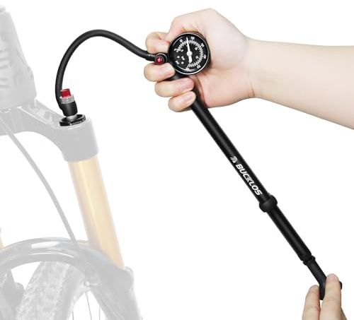 AEYINO Schockpumpe Mountainbike-Federungspumpen Luftgabel-Stoßdämpfer 300 psi / 400 psi Hochdruck-Stoßdämpferpumpen mit Manometer für MTB/Rennräder Keine Luftverlust-Schraderventil-Fahrradwerkzeug