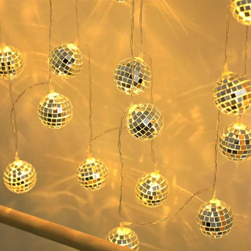 DAJASD 1,5 m, 10 Luci a Sfera Da Discoteca, Luces De Discotec, Guirnalda De Luce D Bola De Discoteca, Luces Led D Bola Da Discoteca Para Dormitorio, Carnaval, Boda, Fiesta, Navidad