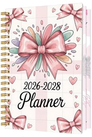 Planificador trienal: calendario mensual 2026-2028, diseño de y corazón, seguimiento de objetivos, calendario de fechas, organizador de listas de tareas, diseño de planificación de vacaciones