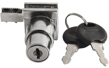 Serratura scorrevole in vetro per vetrine da 5-8 mm, in lega di zinco, con 2 chiavi, serratura ad H senza punzonatura, per banconi e armadi, argento