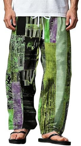 Pantalon de loisirs africains pour homme léger et aéré Pantalon en lin confortable Pantalon ample en coton et lin Pantalon en tissu Taille élastique Pantalon de sport Pantalon de plage pour homme pour