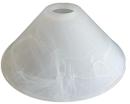 Lampenschirm Hängelampe E27 u.a. für Led Glas, Ersatzglas, Schirm, Ersatzschirm, Lampenschirm Hängelampe Glas, Tischlampe, Fluter, Leuchte (konisch alabasterfarbig weiß)